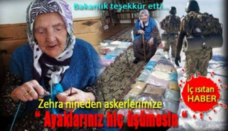 Zehra ninenin el emeği göz nuru, askerlerimizin kalbini de ısıttı