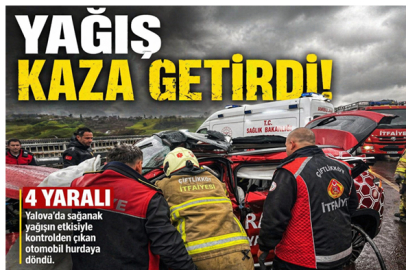 Kontrolden çıkan otomobil hurdaya döndü, 4 kişi yaralandı.