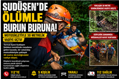 30 METRELİK VADİYE UÇTU