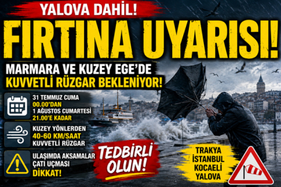 YALOVA İÇİN FIRTINA UYARISI!