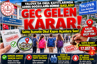 YALOVA'DA OKUL KAYITLARINDA ADRES DOĞRULAMA DÖNEMİ BAŞLADI