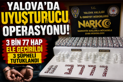 3 BİN 77 HAP ELE GEÇİRİLDİ