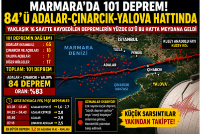 MARMARA’DA 101 DEPREM! 84’Ü ADALAR-ÇINARCIK-YALOVA HATTINDA