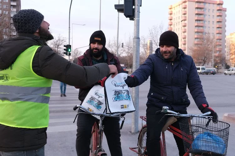 Konya'da “Dünya Kışın Bisikletle İşe Gitme Günü” etkinliği